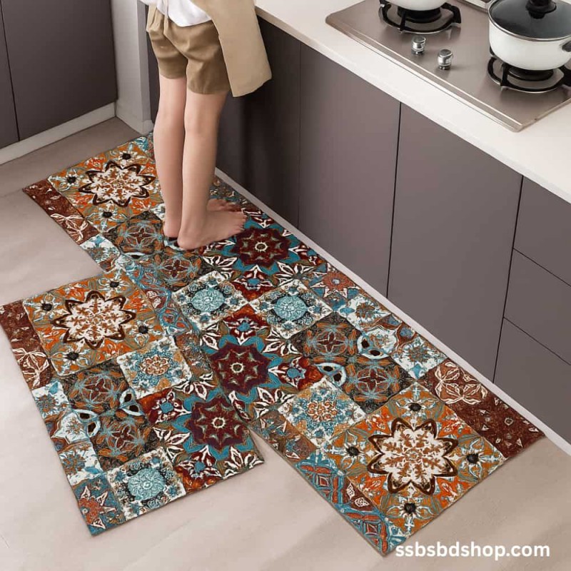 3D Geometric Anti-Slip Kitchen Floor Rug Set-Coad 05