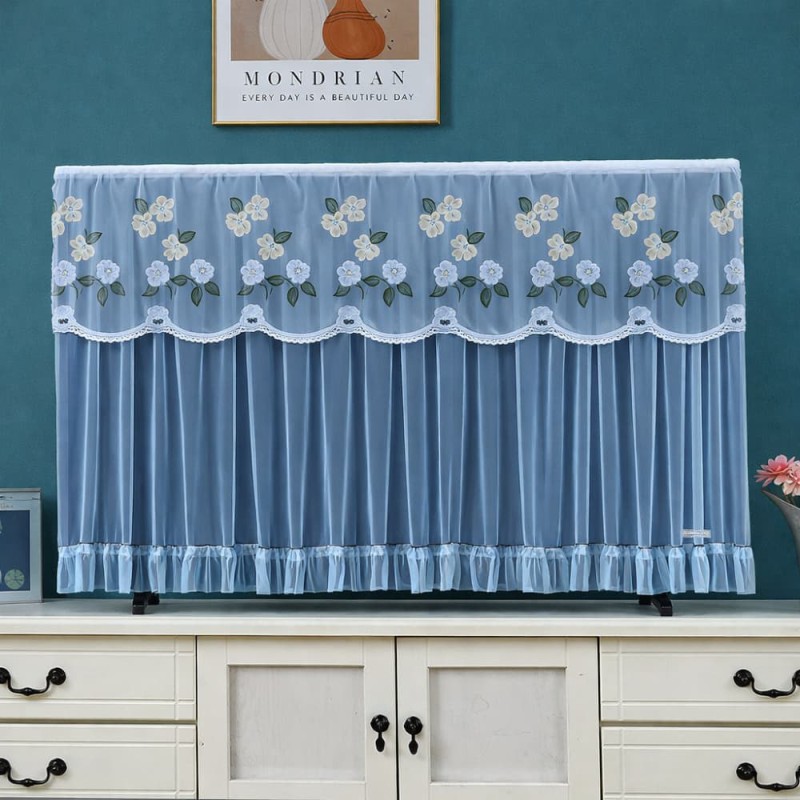 Blue 42” LED TV Cover – Elastic Lace Dust Protector