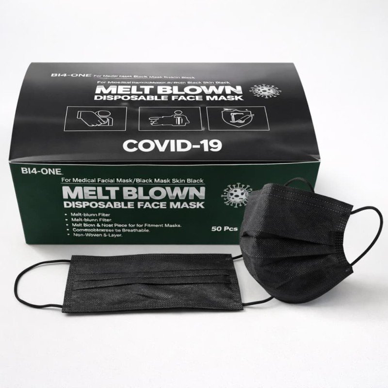 Surgical Face Mask Black – 3 Layer Melt-Blown Filter 50pcs Box