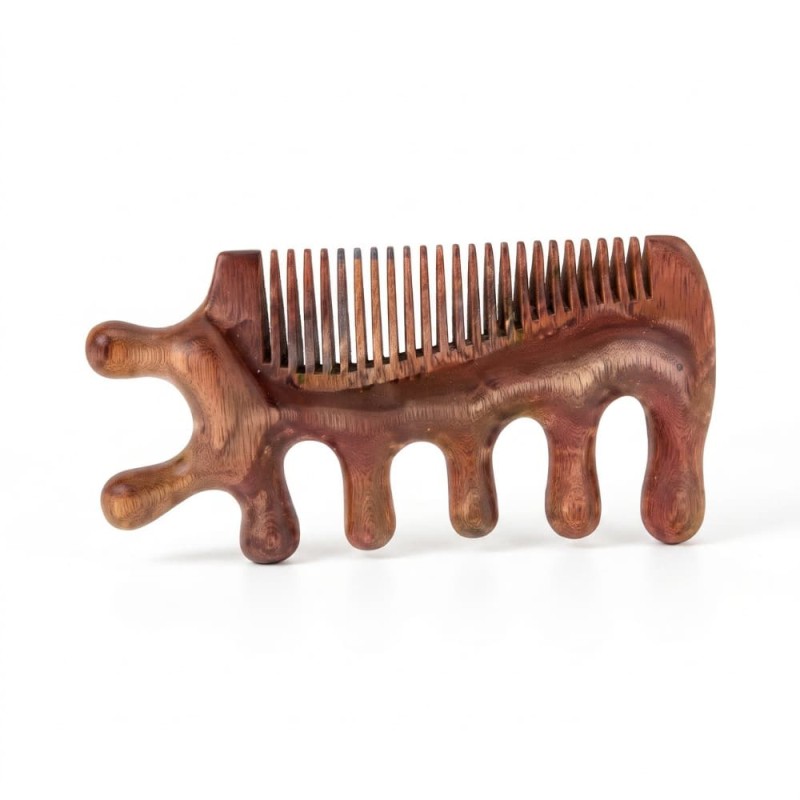 7Teeth Fish Massager Dual Sided Wooden Scalp Massage Comb
