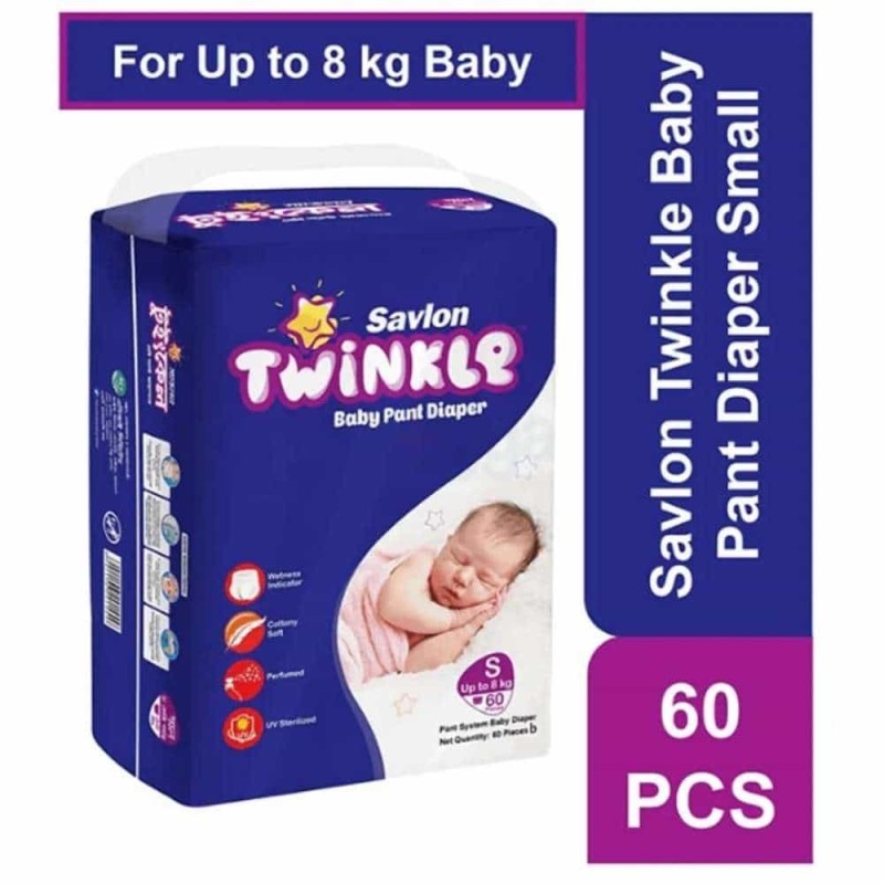 Savlon Twinkle Baby Pant Diaper Small 60 pcs(3-8kg)