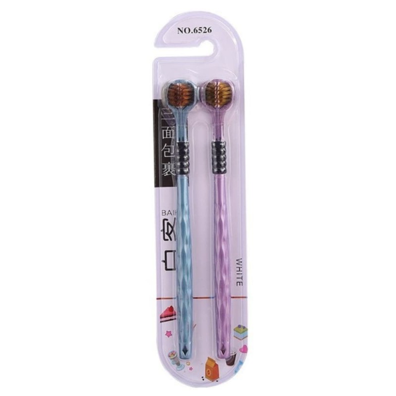 3D Triple-Sided Soft Toothbrush with Tongue Cleaner 2pcs Set