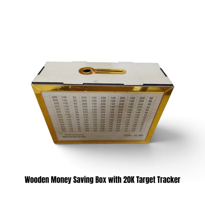 Wooden Money Saving Box with 20K Target Tracker