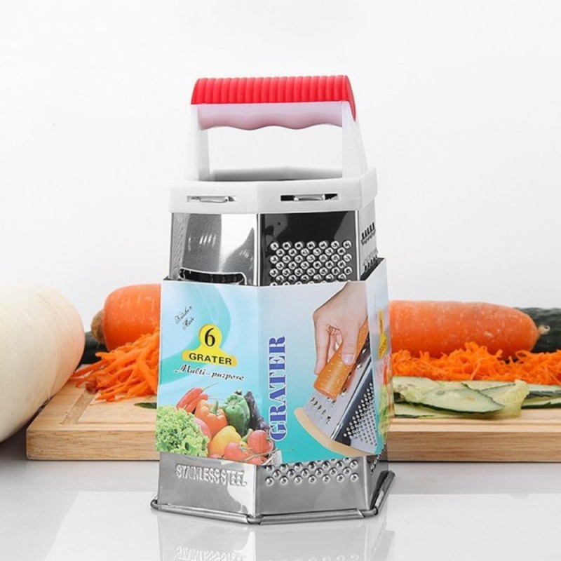 9-Inch Stainless Steel 6-Sided Kitchen Grater for Vegetable, Cheese & Garlic