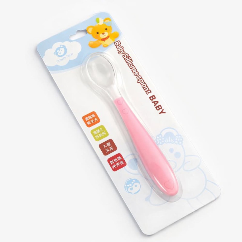 Apple Bear Soft Silicone Baby Feeding Spoon – Multicolor
