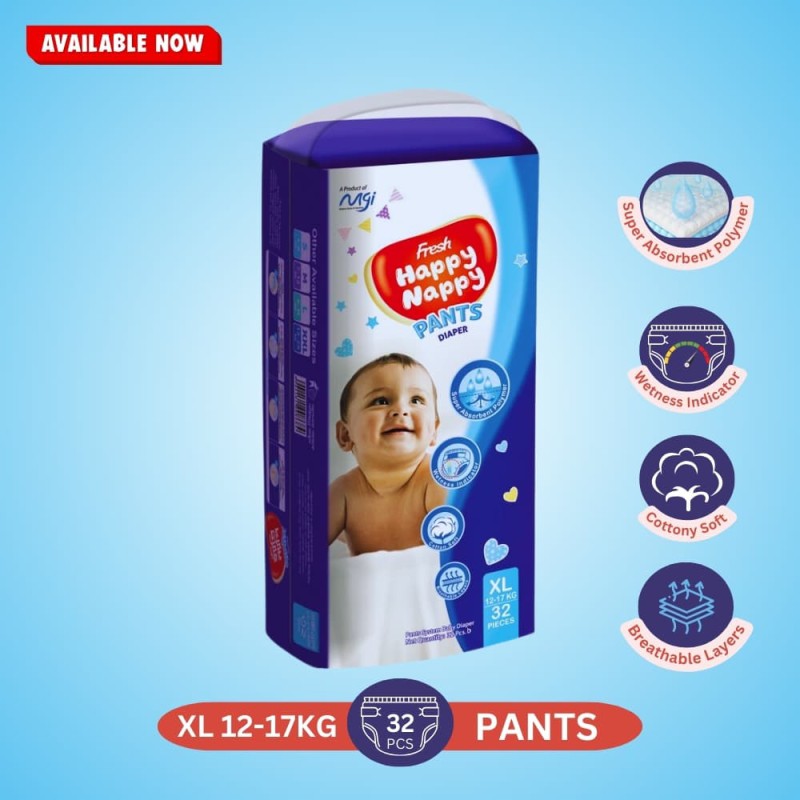 Fresh Happy Nappy Pant Diaper XL Size (12-17 Kg) - 32 Pcs Standard Pack