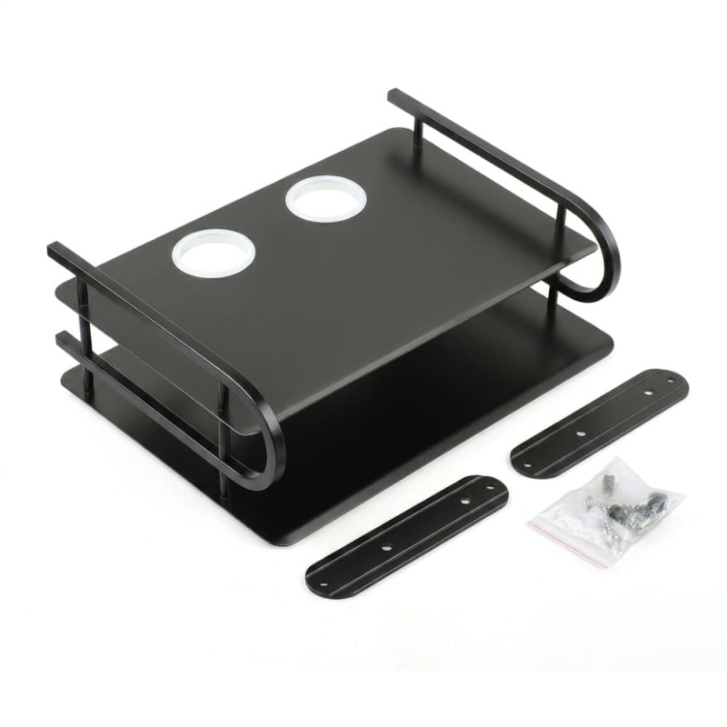 Z-Color Black Metal WiFi Router & TV Box Wall Shelf with Cable Organizer