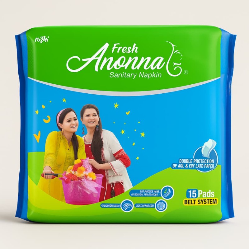 Fresh Anonna Sanitary Napkin 490mm Belt System 15Pads