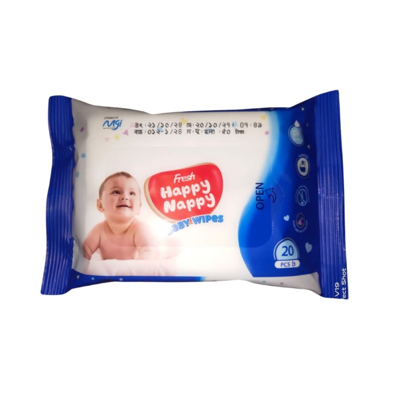 Fresh Happy Nappy Baby Wipes (Pouch Pack) 20pcs