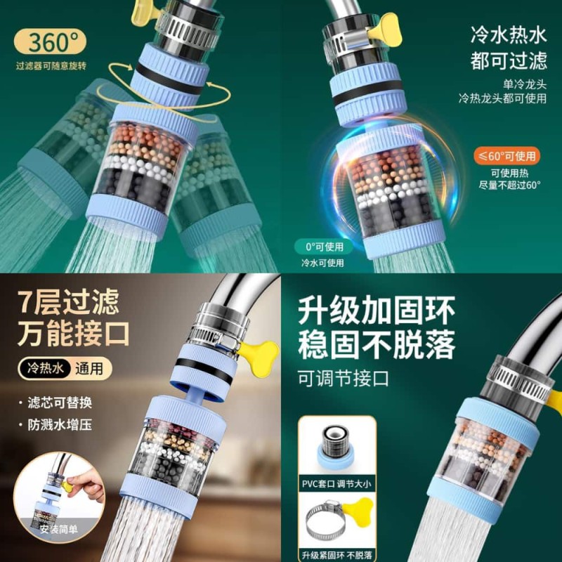 360° Rotating Kitchen Faucet Water Filter & Anti-Splash Purifier