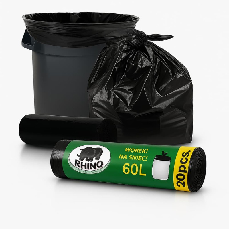 60 Liter Garbage bags on roll 20pcs