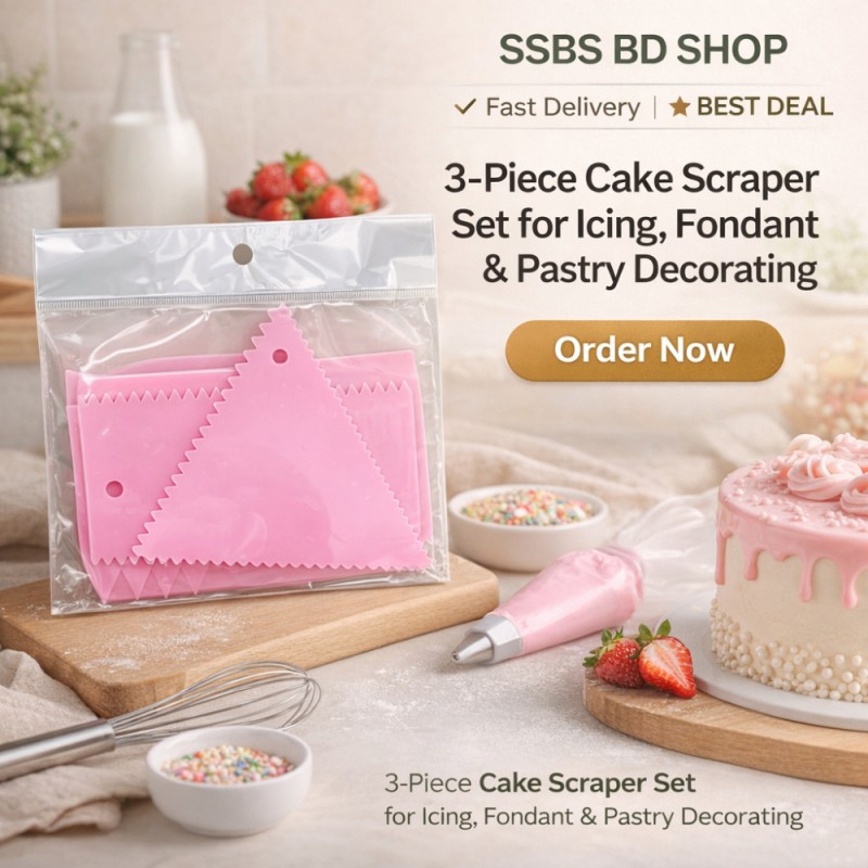 3-Piece Cake Scraper Set for Icing, Fondant & Pastry Decorating