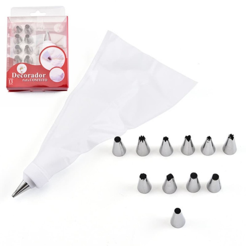 12-Piece Cake Decorating Set with Stainless Steel Piping Tips