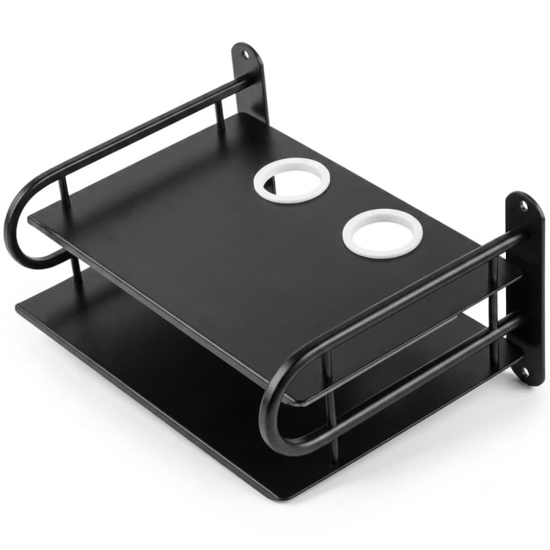 Z-Color Black Metal WiFi Router & TV Box Wall Shelf with Cable Organizer