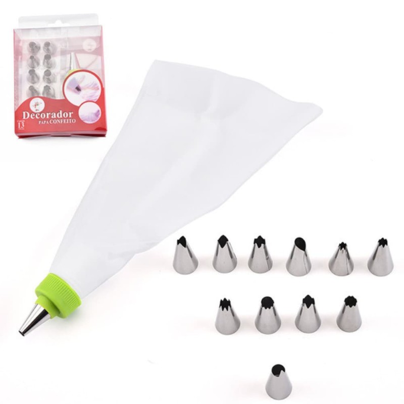 12-Piece Cake Decorating Set with Stainless Steel Piping Tips