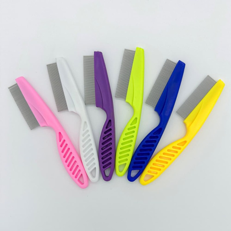 Long Stainless Steel Lice & Nit Comb with Plastic Handle