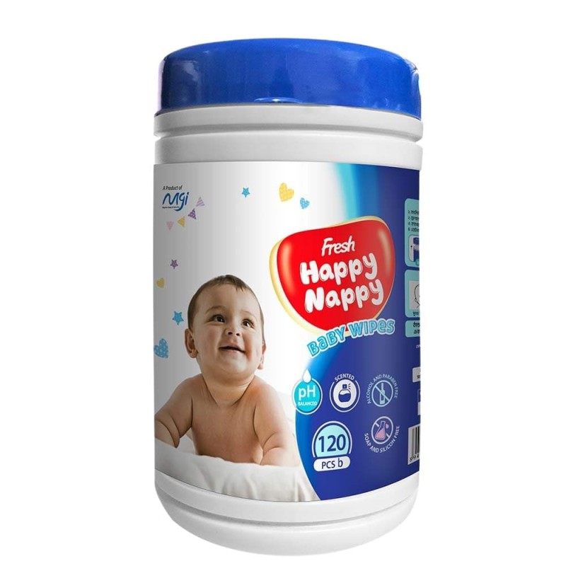 Fresh Happy Nappy Baby Wipes (Jar) 120pcs