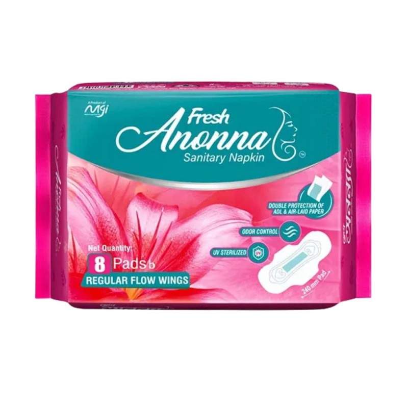 Fresh Anonna Sanitary Napkin (Regular Flow Wings) 8Pcs Pads