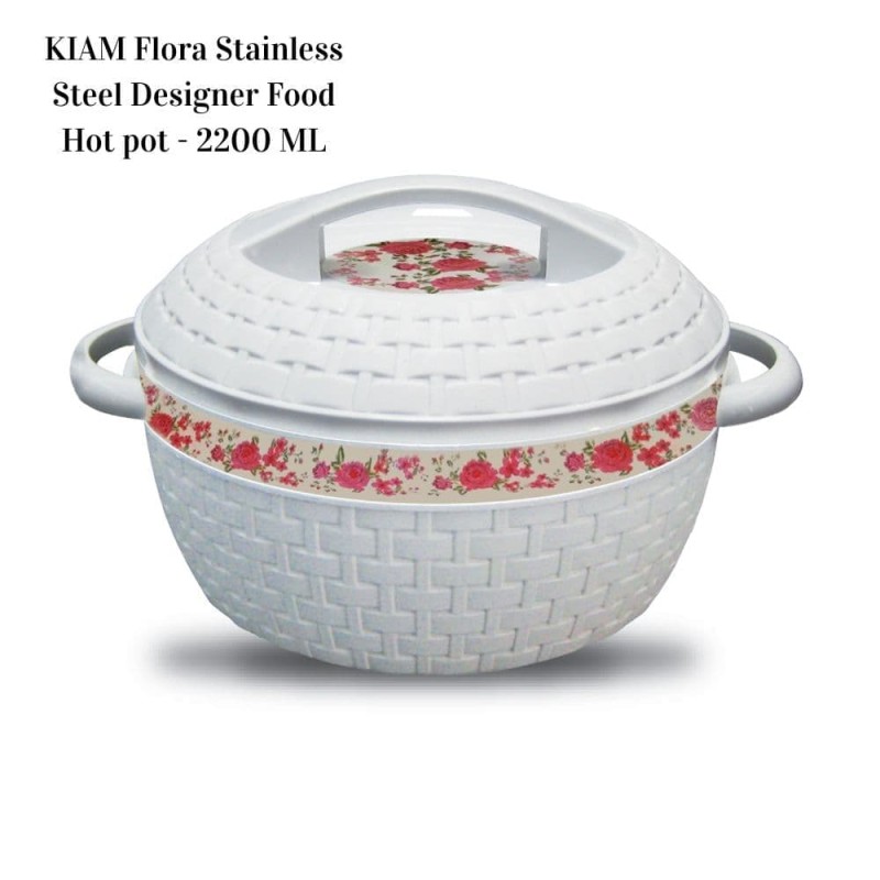 KIAM Flora Stainless Steel Designer Food Hot pot - 2200 ML