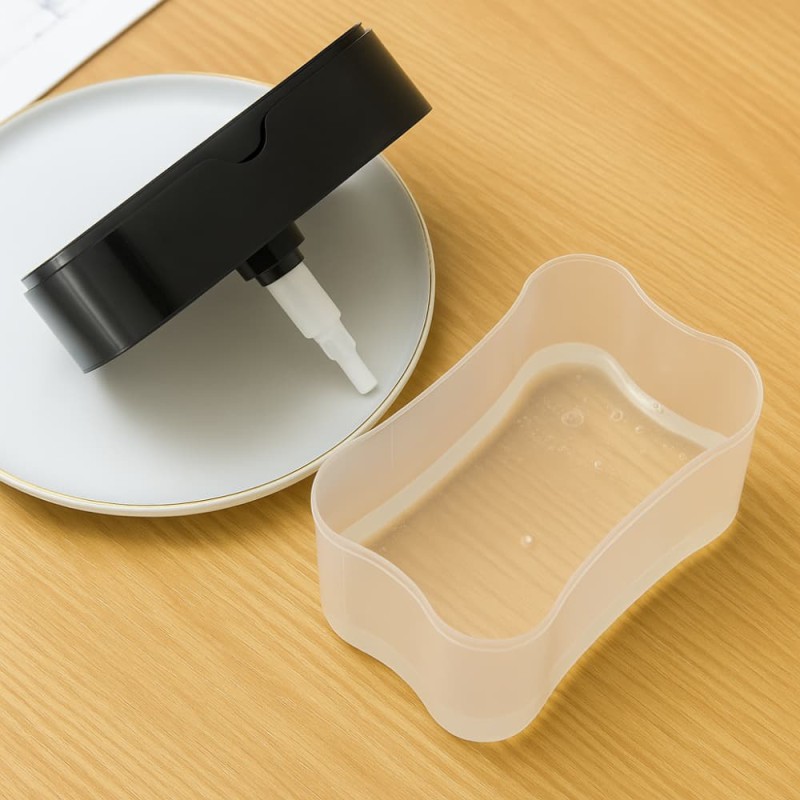 2-in-1 Liquid Soap Dispenser with Sponge Holder – Creative Pump Caddy for Kitchen Cleaning