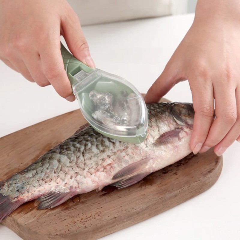 Fish Scale Scraper with Cover - Safe, Manual, and Hand-Protective Tool