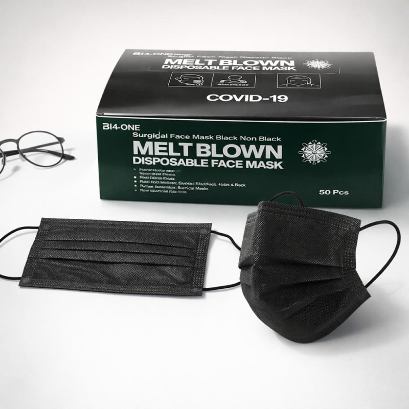 Surgical Face Mask Black – 3 Layer Melt-Blown Filter 50pcs Box