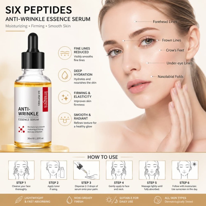 Images Six peptides anti-wrinkle essence serum liquid 30ml