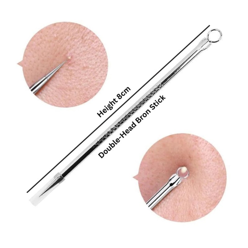 Stainless Steel Double-Head Bron Stick Acne Needle Blackhead Remover Tool Pimple Spot Extractor