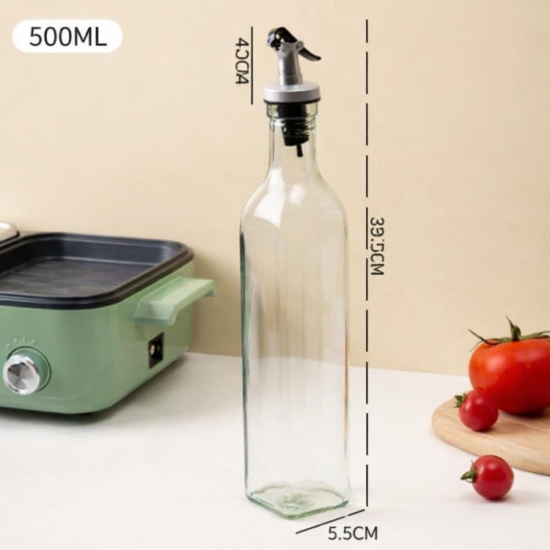 500ML Glass Oil Bottle with Scale – Leak Proof Design