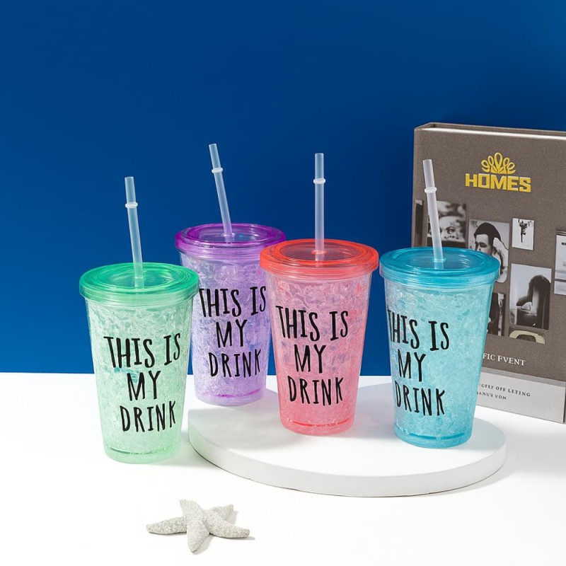 Summer Juice & Water Pot-Ice Straw Cup for Refreshing Drinks 450ml