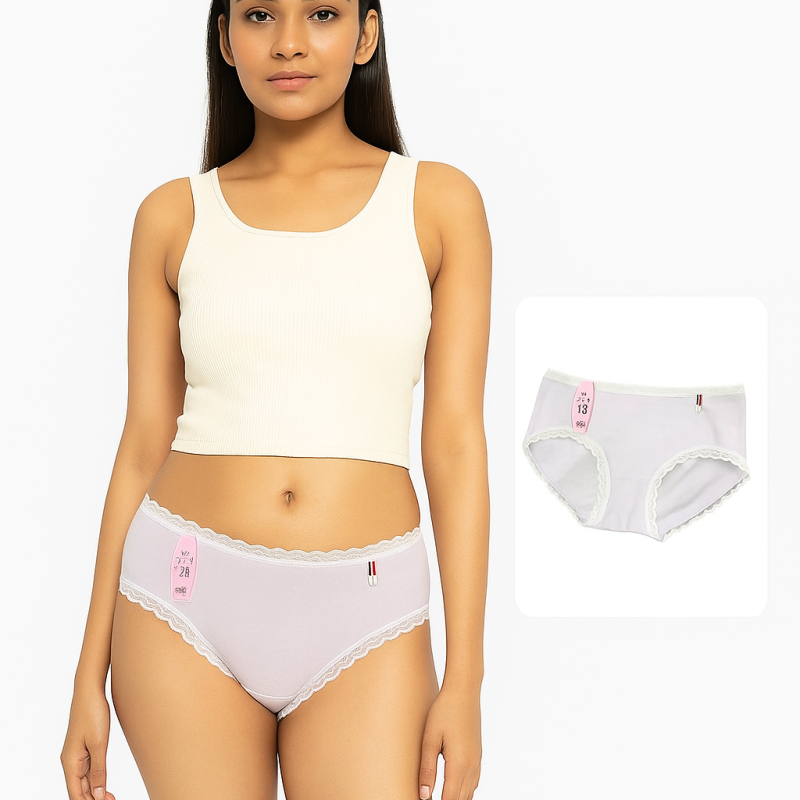 China pure cotton ladies double-layer bite lace side breathable underwear