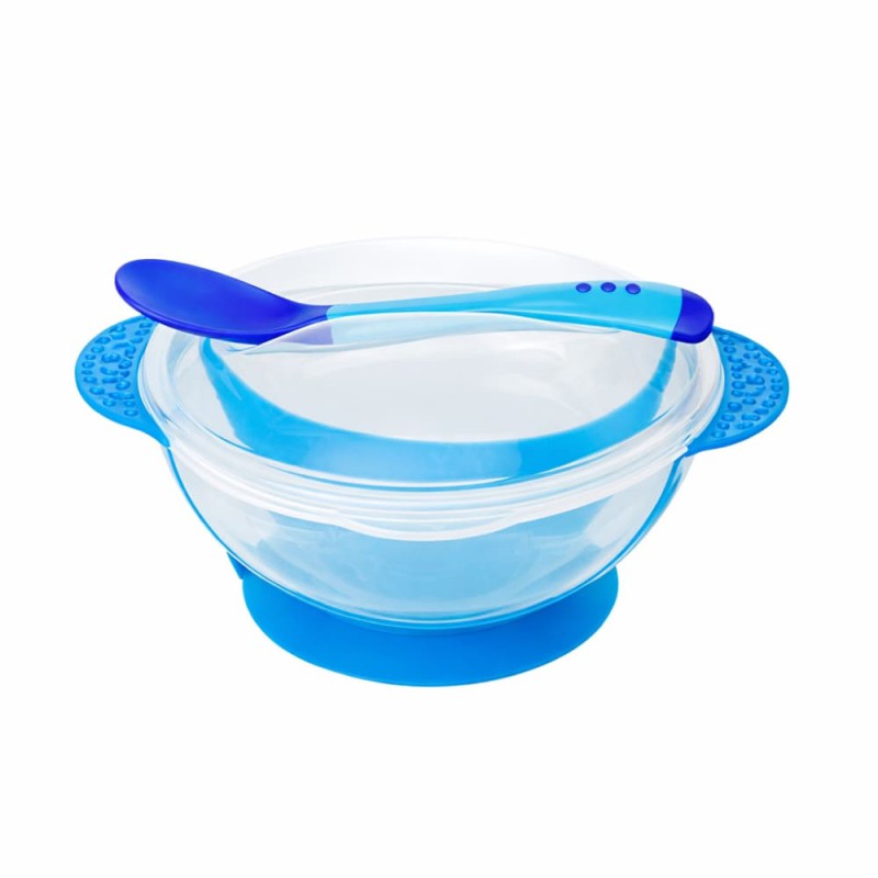 Apple Bear Baby Suction Bowl with Heat-Sensitive Spoon Safe Feeding Set