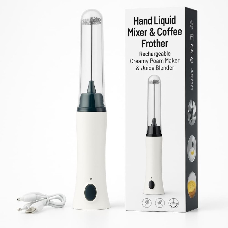 Hand Liquid Mixer & Coffee Frother – Rechargeable Creamy Foam Maker & Juice Blender