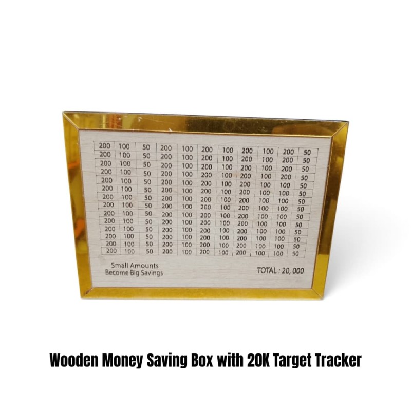 Wooden Money Saving Box with 20K Target Tracker