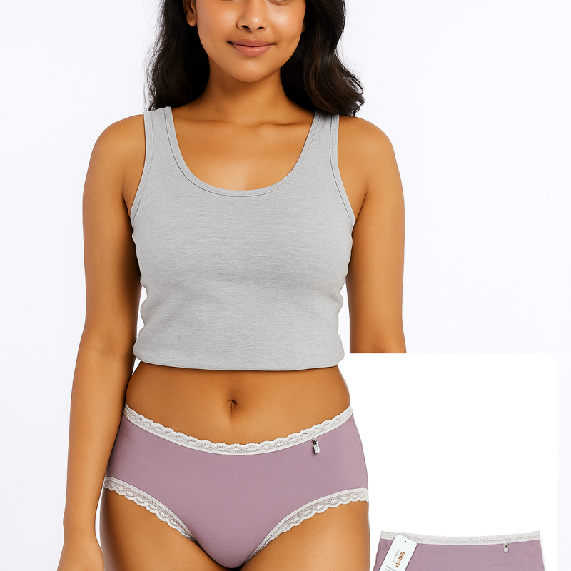 China pure cotton ladies double-layer bite lace side breathable underwear