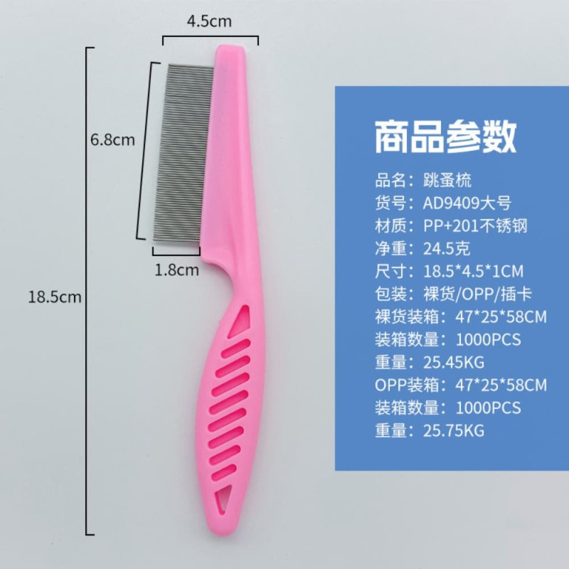 Long Stainless Steel Lice & Nit Comb with Plastic Handle