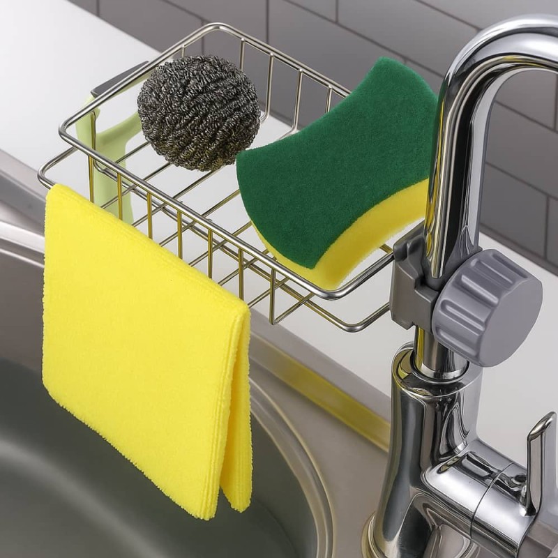 Stainless Steel Faucet Sink Rack – Punch-Free Kitchen & Bathroom Storage Organizer