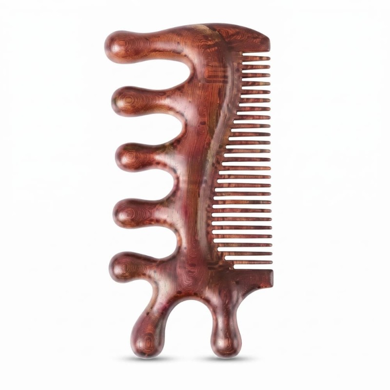 7Teeth Fish Massager Dual Sided Wooden Scalp Massage Comb