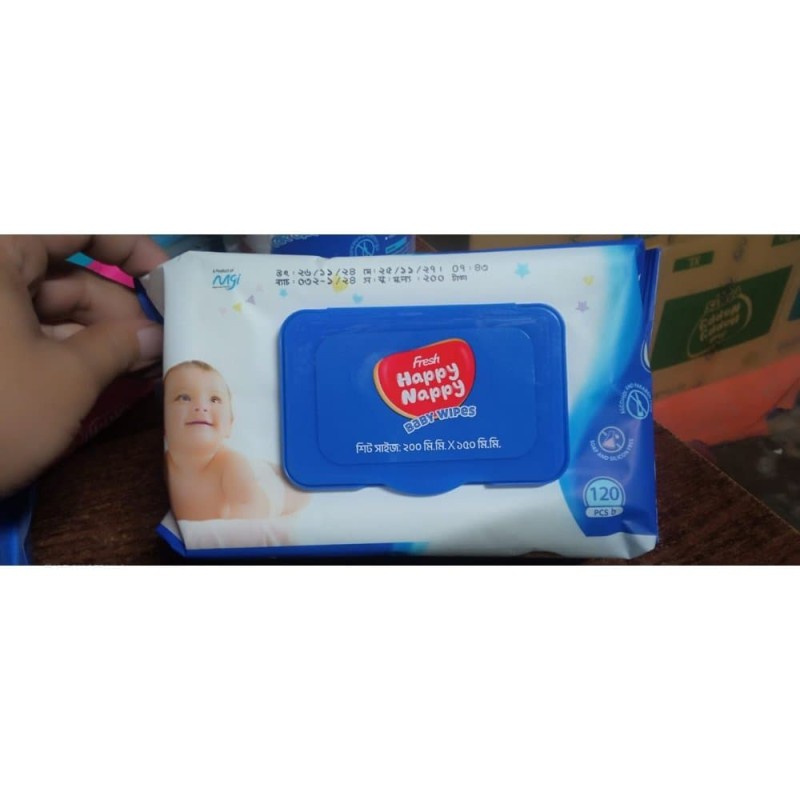 Fresh Happy Nappy Baby Wipes (Pouch Pack) 120pcs