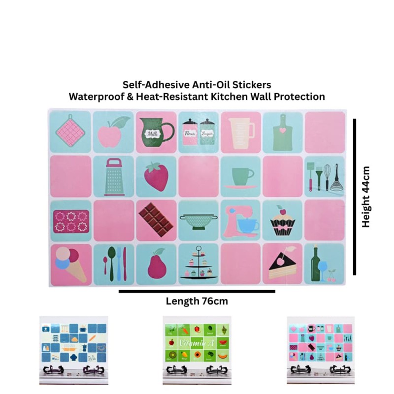 Self-Adhesive Anti-Oil Stickers – Waterproof & Heat-Resistant Kitchen Wall Protection