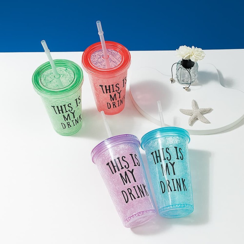 Summer Juice & Water Pot-Ice Straw Cup for Refreshing Drinks 450ml