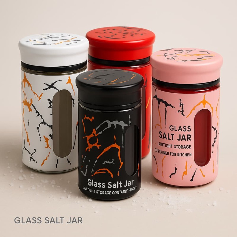 Glass Salt Jar – Airtight Storage Container for Kitchen