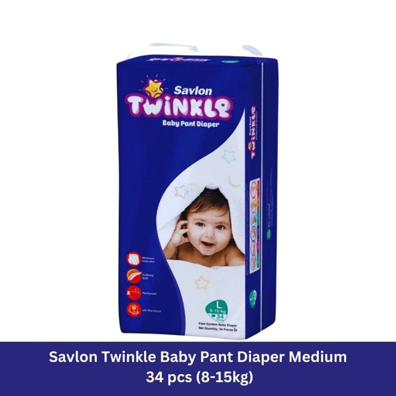 Savlon Twinkle Baby Pant Diaper Large 34 pcs(8-15kg)