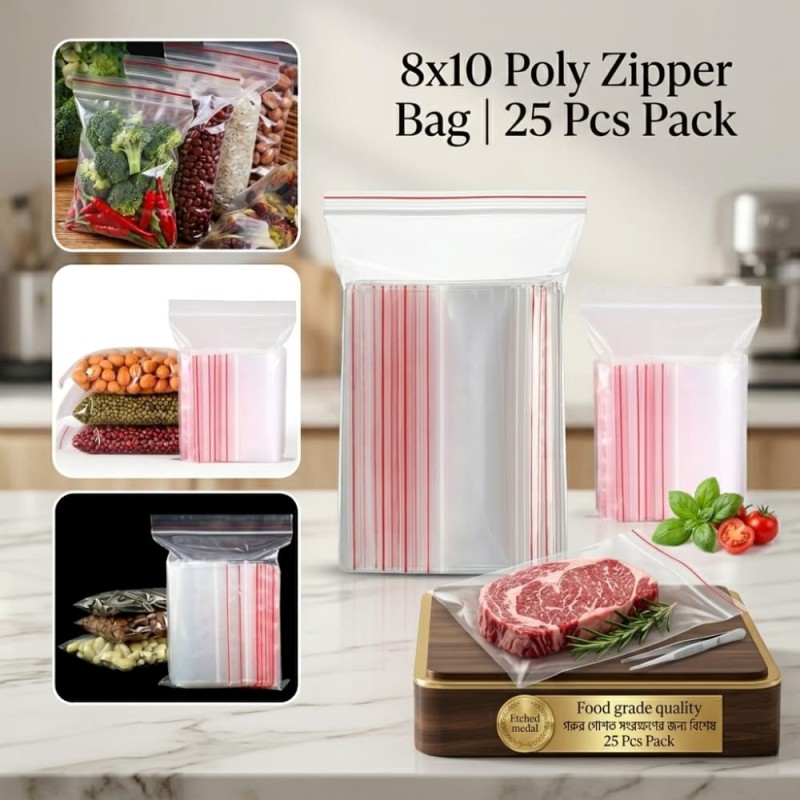 8x10 Poly Zipper Bag 25 Pcs Pack