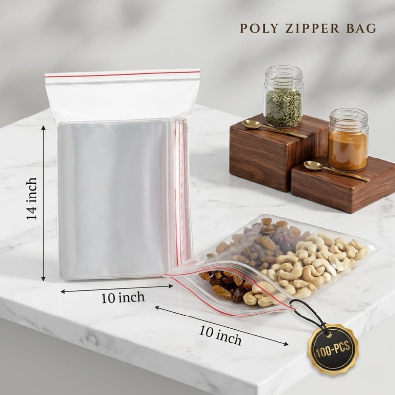 10x14 Poly Zipper Bag 100 Pcs Pack