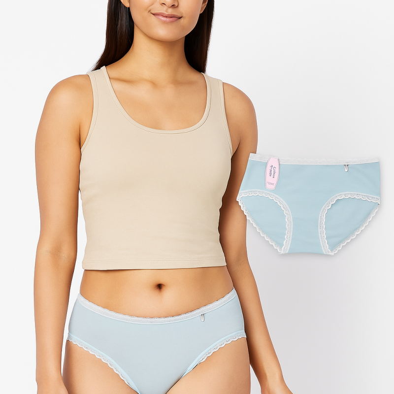 China pure cotton ladies double-layer bite lace side breathable underwear