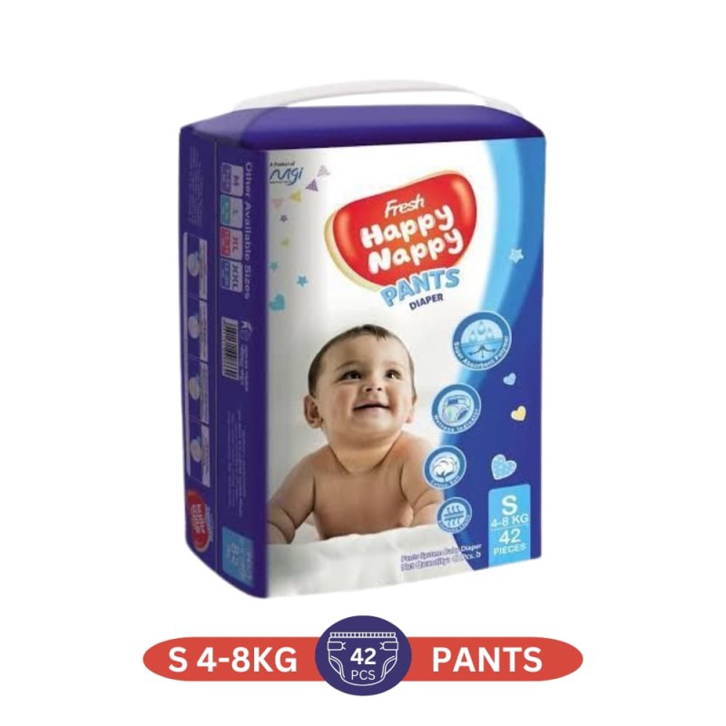 Fresh Happy Nappy Pant Diaper S Size (4-8 Kg) - 42 Pcs Standard Pack