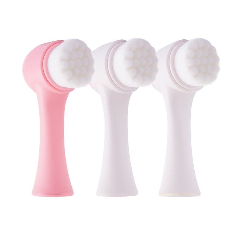 Silicone 3D Face Cleansing Brush – Double-Sided Soft Wool & Makeup Remover Tool