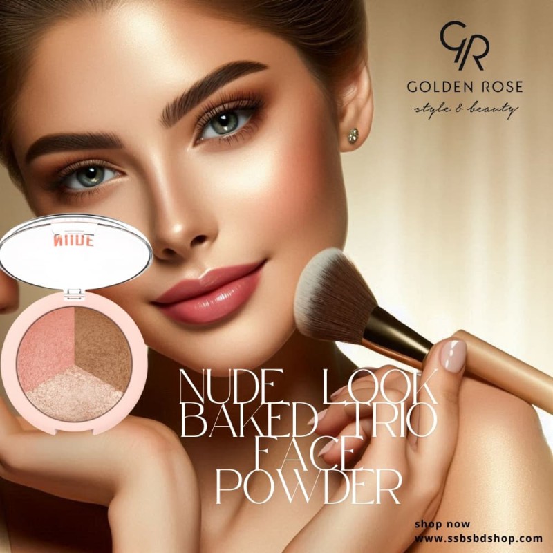 Golden rose Nude look baked trio face powder