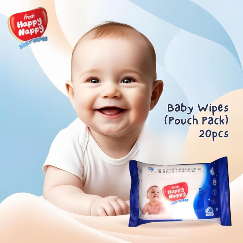 Fresh Happy Nappy Baby Wipes (Pouch Pack) 20pcs